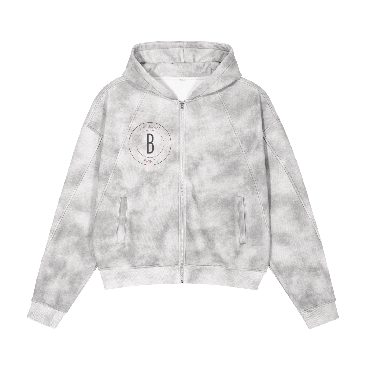 Dirty Washed Boxy Zip-up Fleece Hoodie